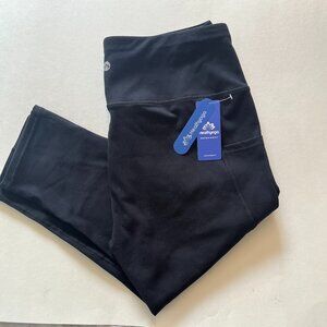 HealthYoga High Waisted Capri Leggings, Black w/Pockets, Size XL, NWT
